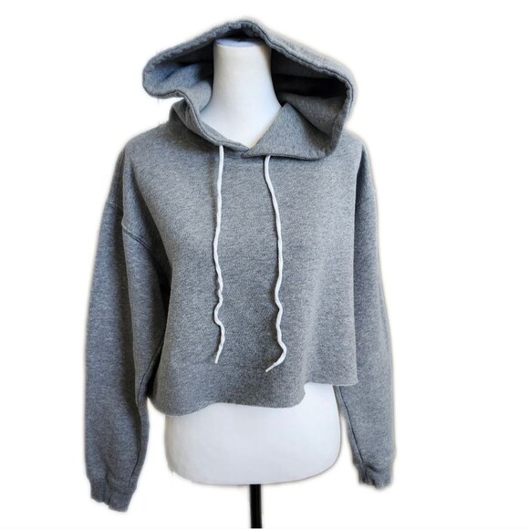 Wild Fable gray cropped hoodie with drawstring, M - Picture 1 of 9